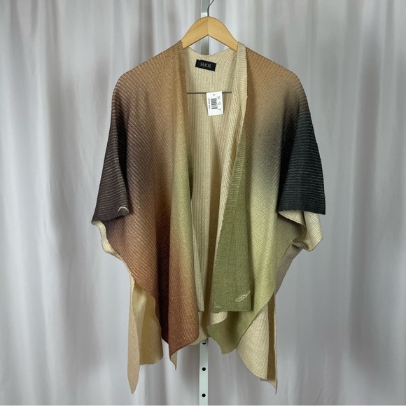 NEW Anthro Saachi One Size Tan Knit Ombre Wrap Cardigan Poncho Sweater Top - Picture 1 of 9